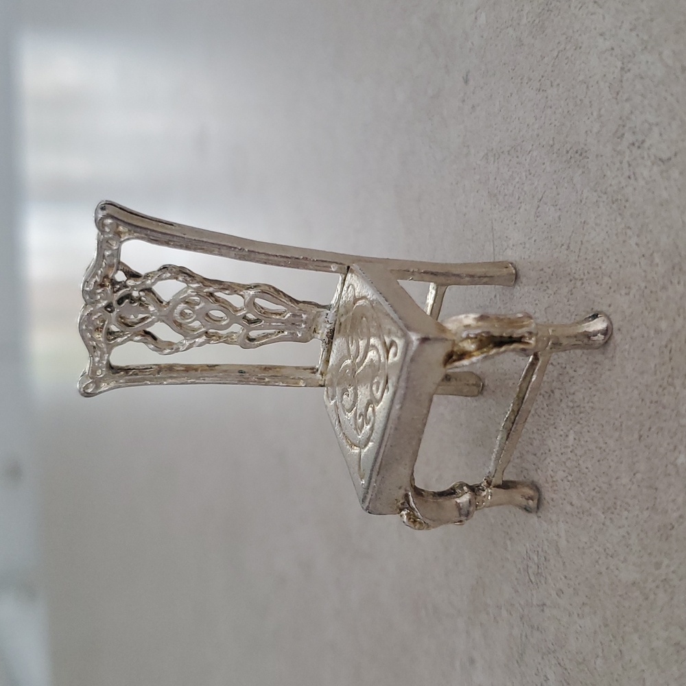 Vintage Godinger Silver Miniature Chair Decor Or Dollhouse - Picture 2 of 11